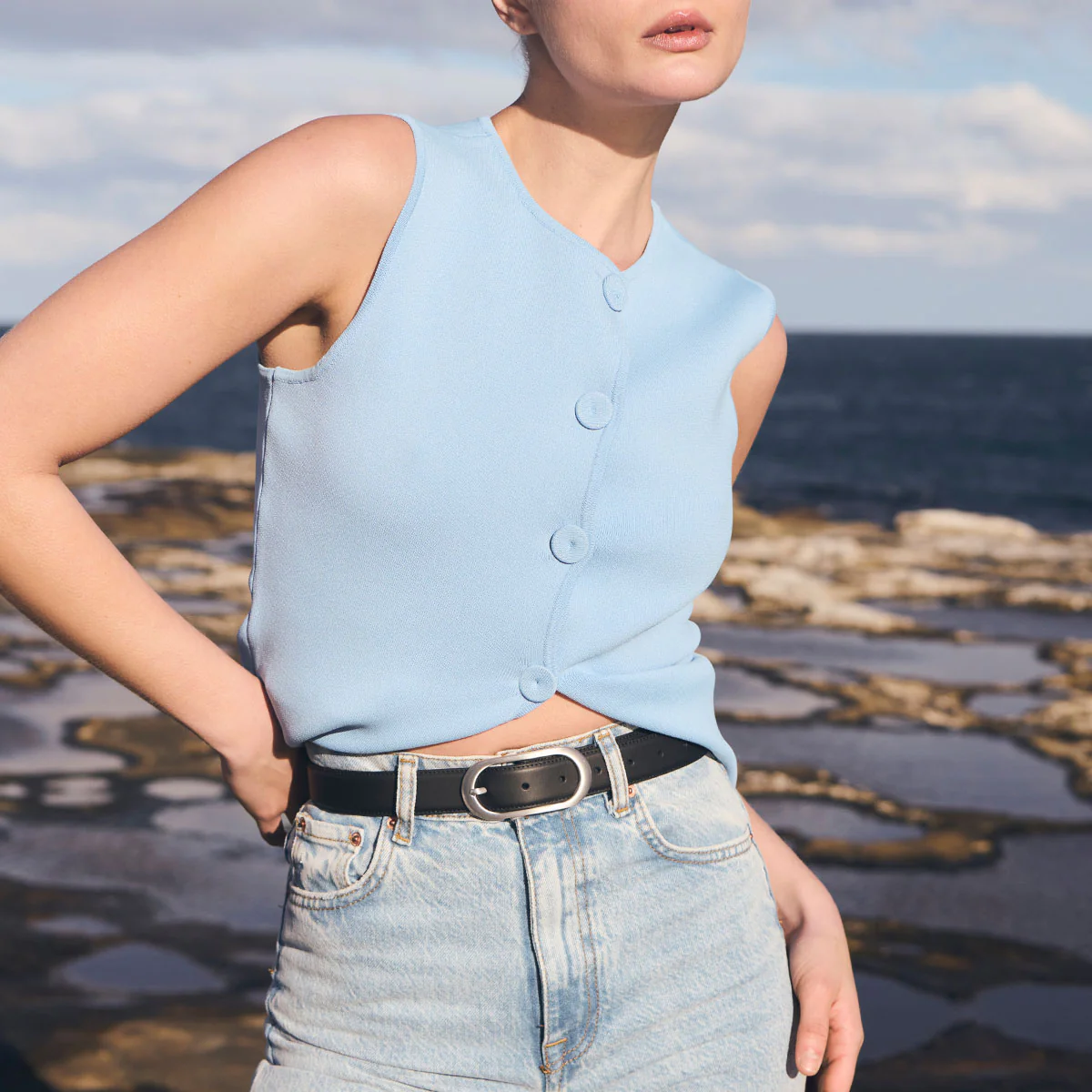 Final Loop Belt - Black Nappa/Silver - Image 10