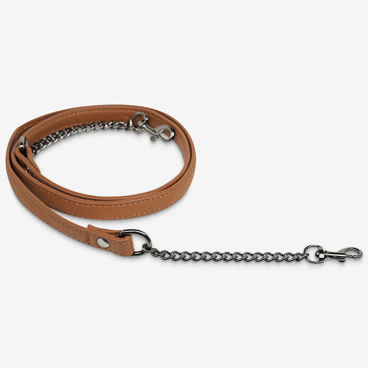 Leather Strap With Chain - Camel - Image 2