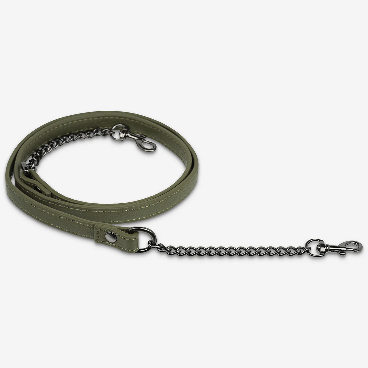 Leather Strap With Chain - Khaki - Image 3